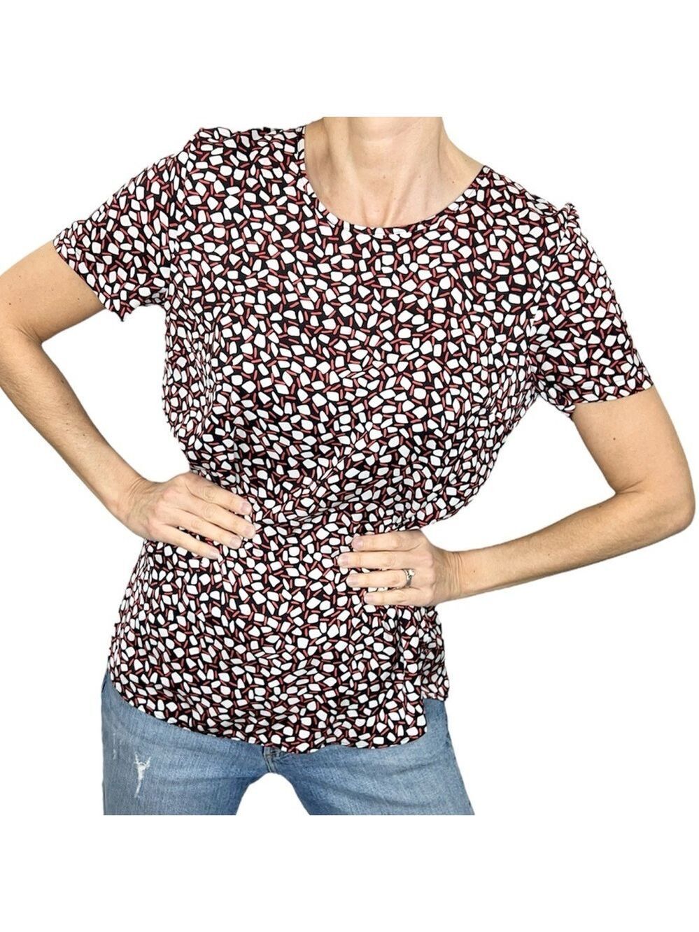 Gerry Weber red white black print short sleeve blouse top